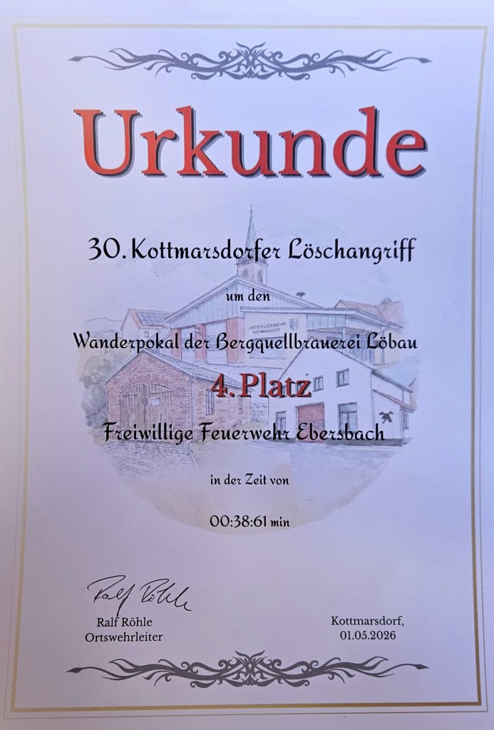 Urkunde 4. Platz